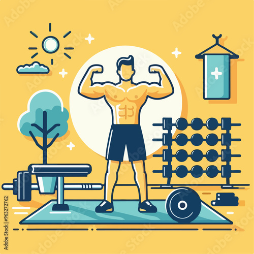 vector image of people doing fitness in the gym