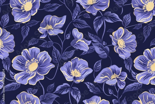 Kadupul Flower - Rare Sri Lankan Beauty Blooming Under Moonlight in Seamless Pattern Design.. Beautiful simple AI generated image photo