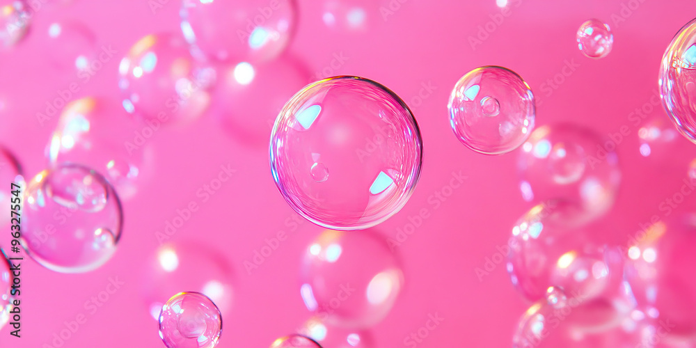 Neon Pink Bubbles: A pink background with floating neon bubbles. Neon Pink Bubbles: A pink background with floating neon bubbles.
