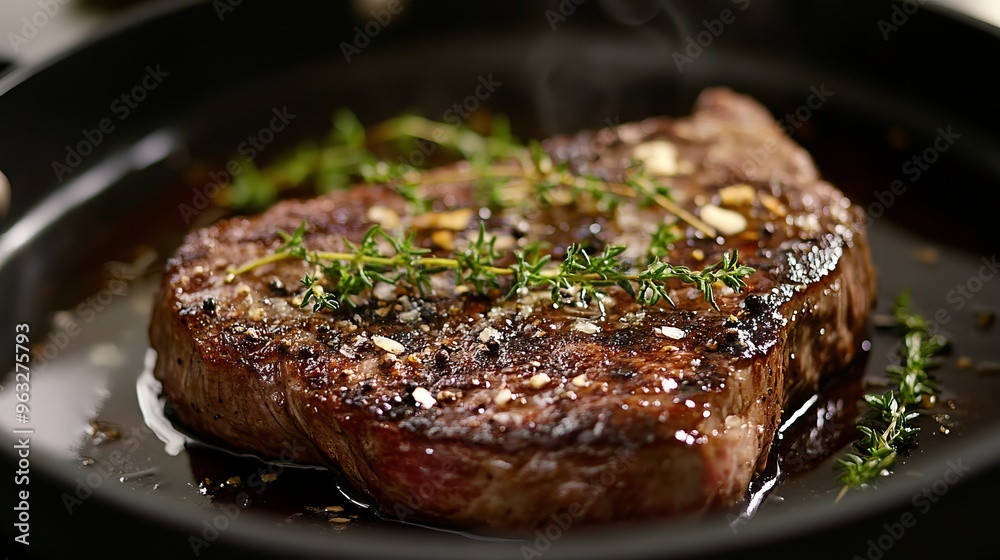 Pan Searing Beef Eye Rib Steak with Garlic, Butter and Thyme Pan Searing Beef Eye Rib Steak with Garlic, Butter and Thyme