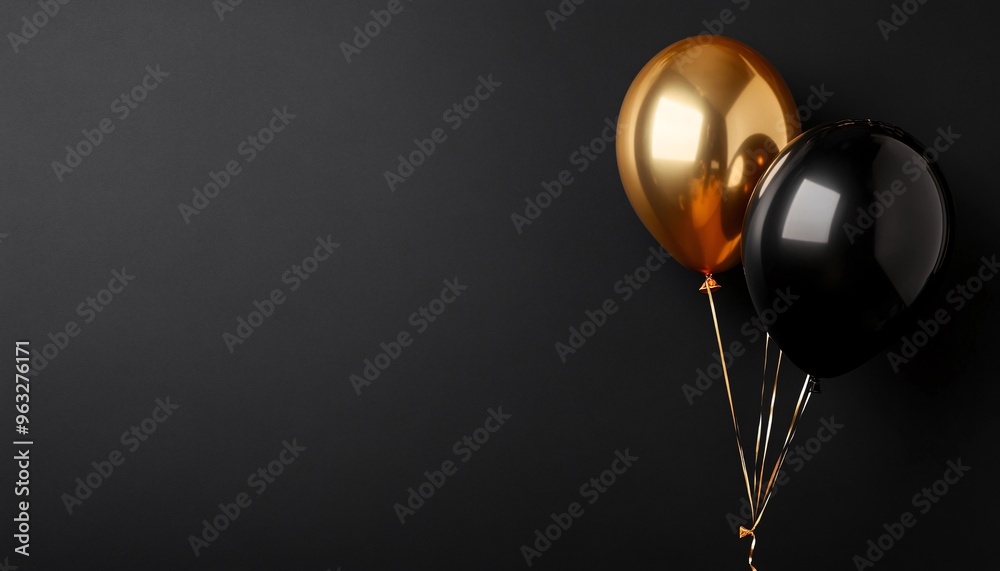 Elegant black and gold balloon soaring against a dark backdrop, capturing the excitement of Black Friday sale celebrations.