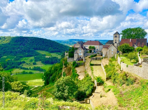 vineyard in region of Chateau Chalon in Jura, France photo