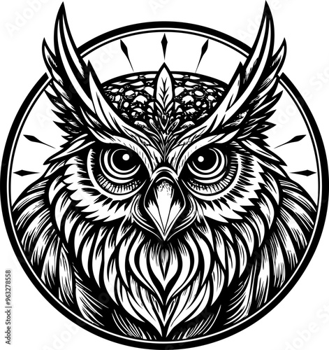 Vector emblem owl symbol of wisdom