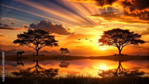 sunset backdrops with warm lighting dramatic silhouette nature scenes