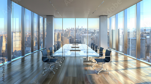 Modern Conference Room with Cityscape Views for Corporate Background