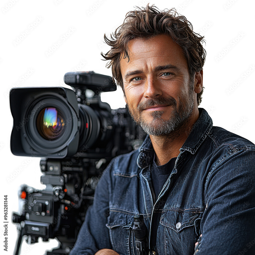 Cinematographer Man isolated on a transparent background png file no background - handsome png file