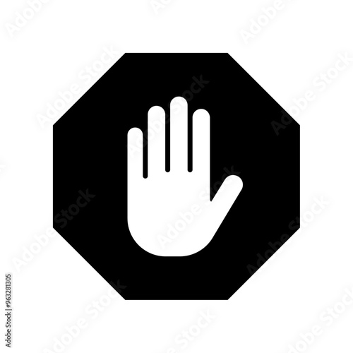 Stop sign with hand icon