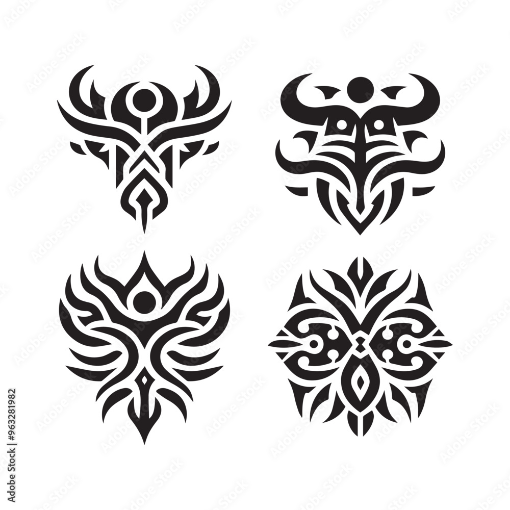 Tattoos tribal designs bundle collection in a white background
Tattoos tribal designs bundle collection in a white background