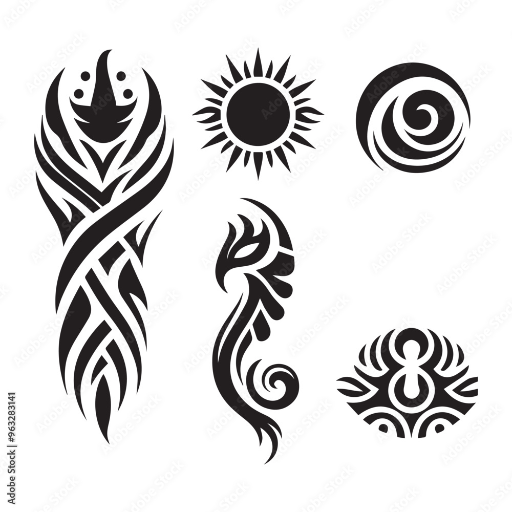 Tattoos tribal designs bundle  collection in a white background
