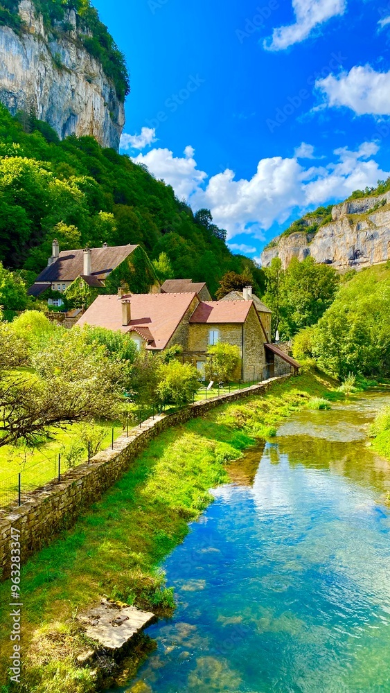 Rural village of Baume-les-Messieurs in Jura, Eastern France Rural village of Baume-les-Messieurs in Jura, Eastern France