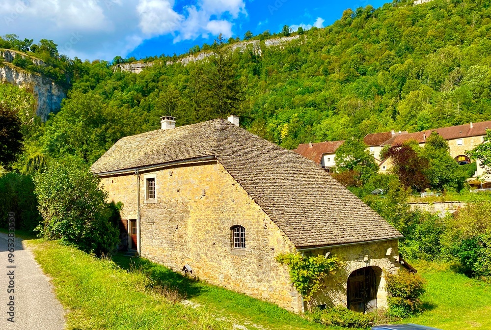 Rural village of Baume-les-Messieurs in Jura, Eastern France Rural village of Baume-les-Messieurs in Jura, Eastern France