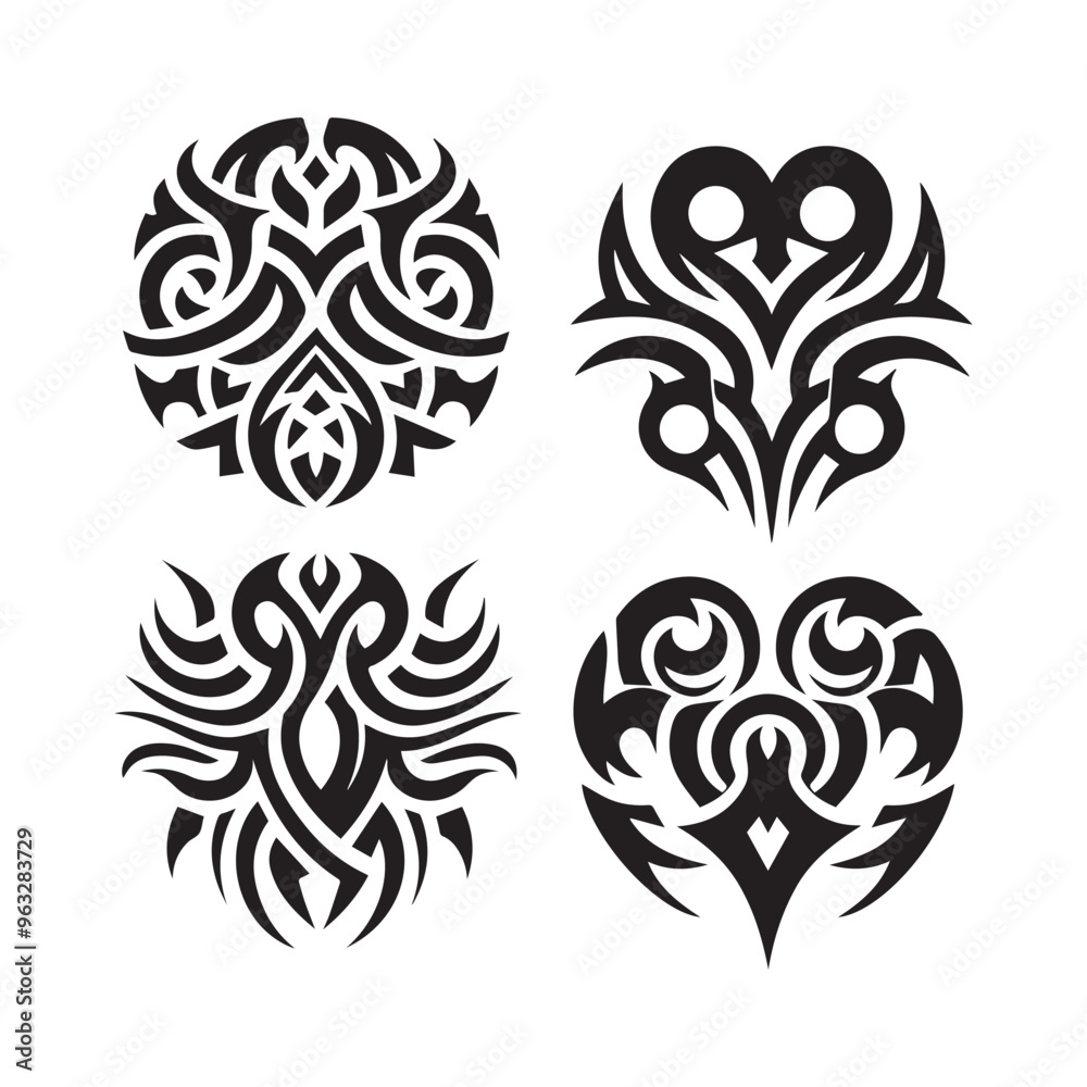 Tattoos tribal designs bundle collection in a white background Tattoos tribal designs bundle collection in a white background