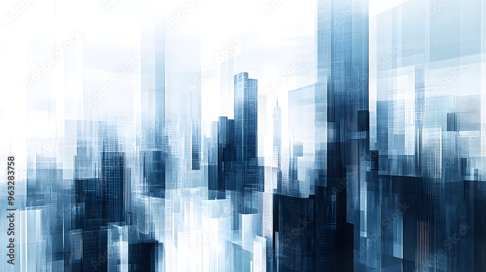 Obraz premium business city urban center cityscape artistic buildings architecture digital artwork skyline modern skyscrapers building modern commercial landscape corporate financial environment busy businessman