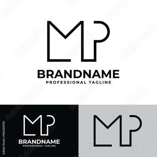 Letters MP and PM Monogram Logo, made in monoline for MP or PM initials