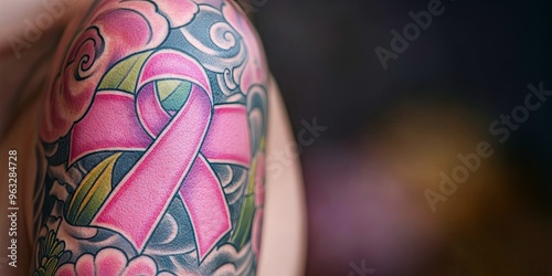 Pink Ribbon Tattoo on Arm