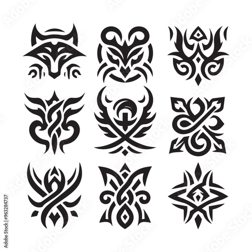 Tattoos tribal designs bundle collection in a white background