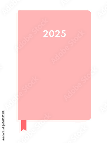 2025年のピンク色のかわいい手帳や日記 - シンプルなスケジュールや年間計画のイメージ素材