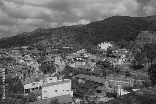 View of Phini (Foini), a picturesque, natural beauty, mountainous village in the Troodos Mountains at 920 m ASL, located near by the town of Platres, Limassol district, Cyprus  photo