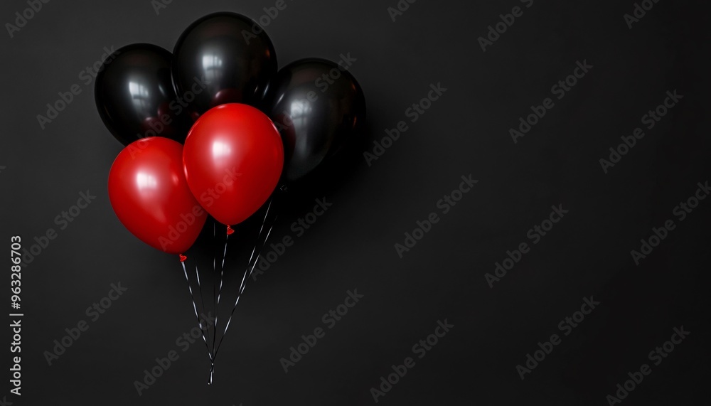 Vibrant black and red balloon soaring on dark backdrop, symbolizing the excitement and allure of Black Friday sale promotions. Vibrant black and red balloon soaring on dark backdrop, symbolizing the excitement and allure of Black Friday sale promotions.