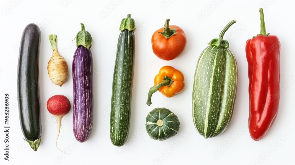Assorted Fresh Vegetables on a White Background Assorted Fresh Vegetables on a White Background