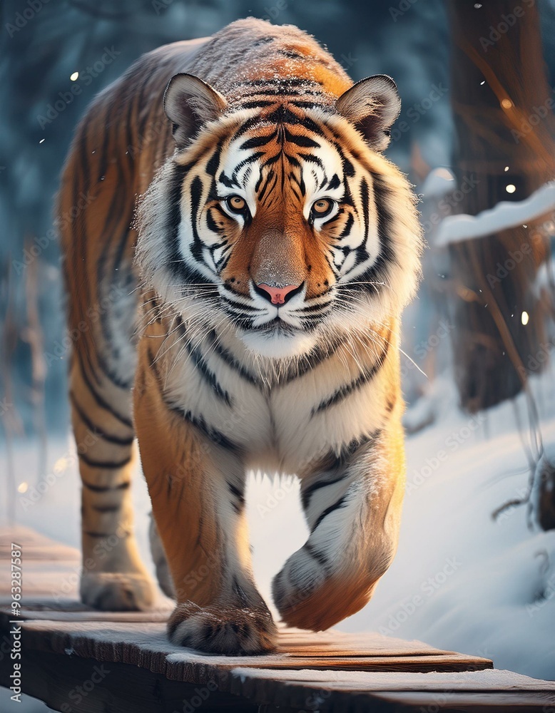 Obraz premium Siberian tiger in the snow 