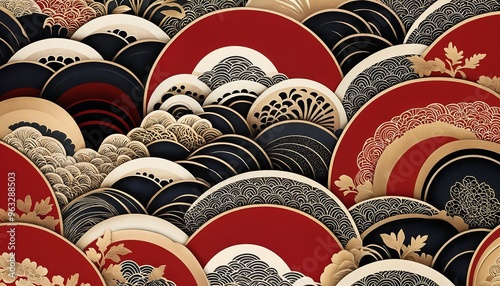 Japanese sea wave pattern, abstract illustration.