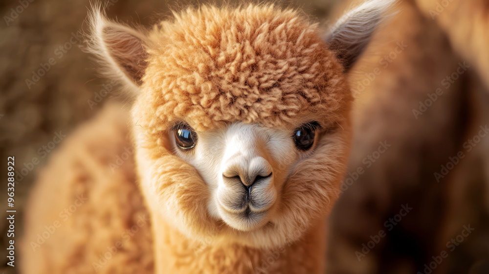 Cute Alpaca Portrait With Soft Fur And Big Eyes Cute Alpaca Portrait With Soft Fur And Big Eyes