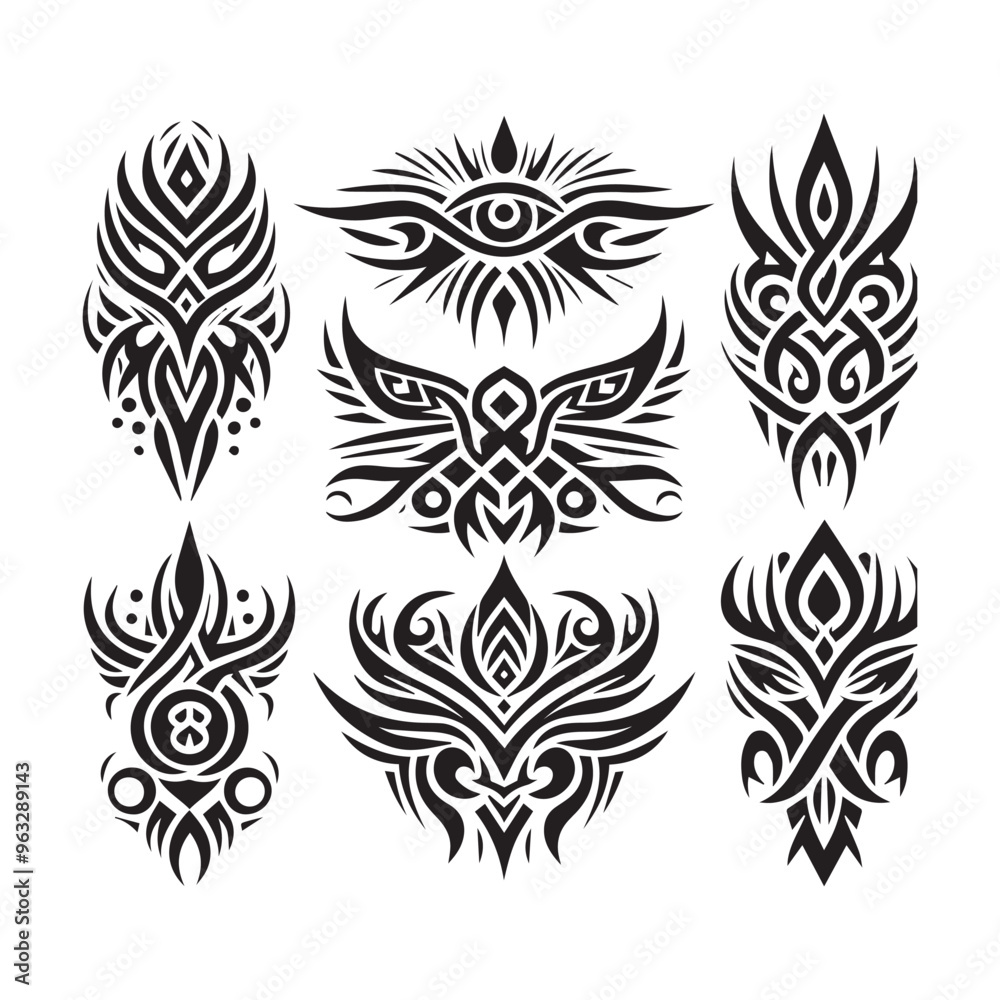 Tribal butterfly tattoo in a white background