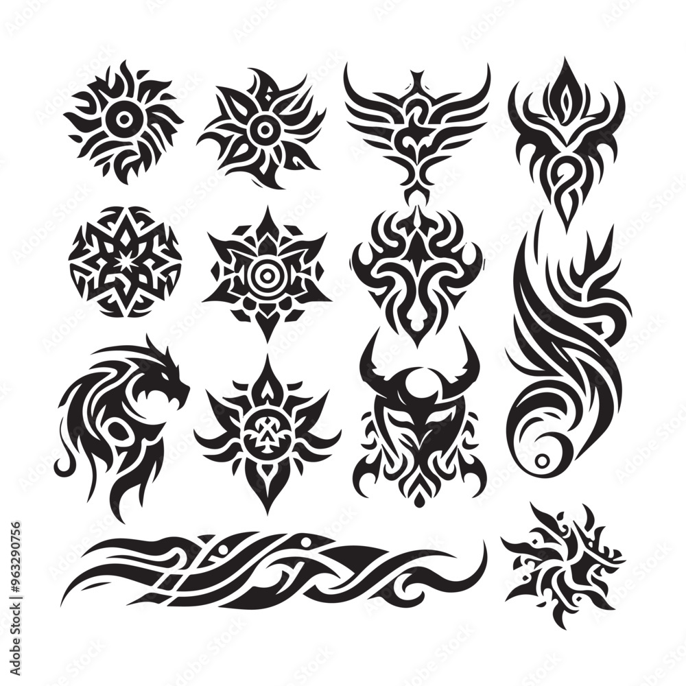 Tribal butterfly tattoo in a white background