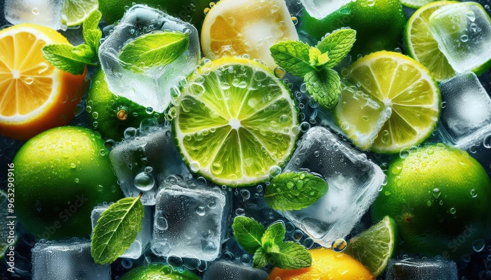 Refreshing Water Splash with Lemon Slices, Mint Leaves, and Ice Cubes on White Background - Fresh, Cool, Summer Beverage Concept Refreshing Water Splash with Lemon Slices, Mint Leaves, and Ice Cubes on White Background - Fresh, Cool, Summer Beverage Concept