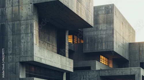 Brutalist-style Contemporary Architecture Showing Concrete Building Section photo