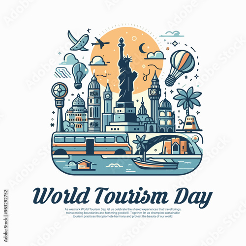 World Tourism Day with tours and travels social media post banner creative template