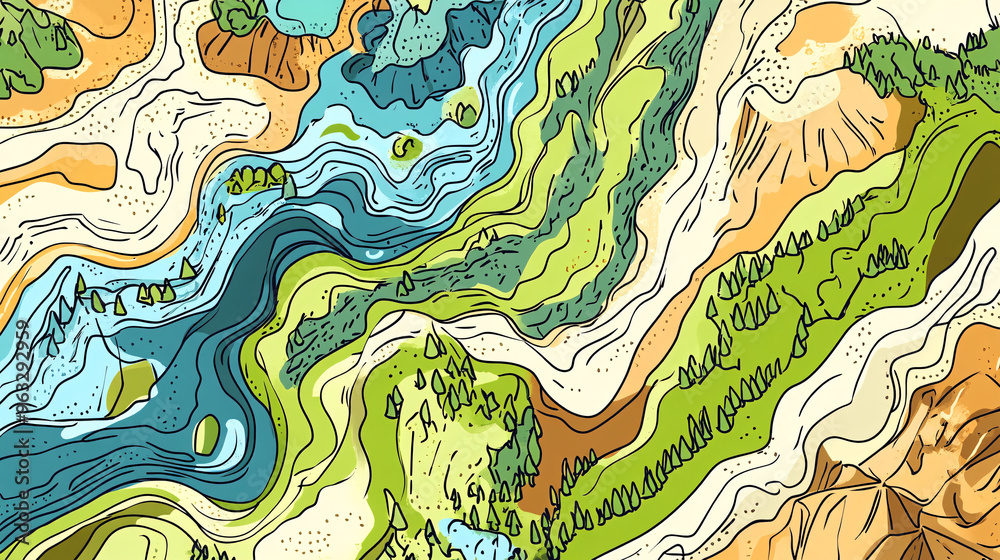 Abstract Landscape with Watercolor Strokes Abstract Landscape with Watercolor Strokes