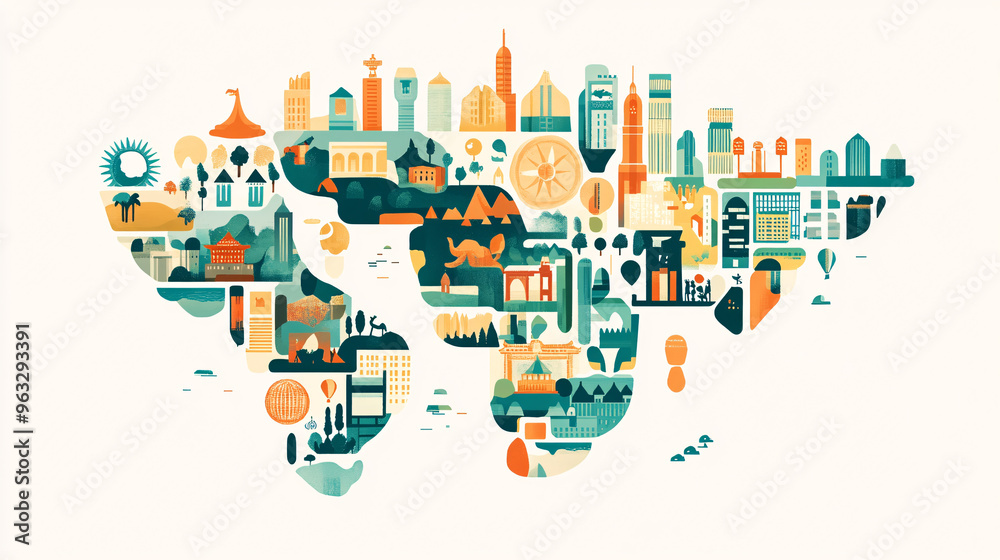 Naklejka premium Colorful Cityscape Illustration