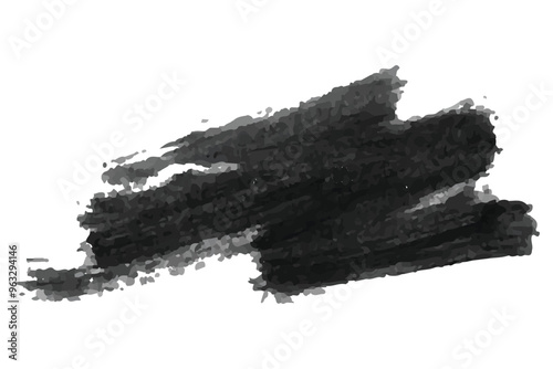Set of two abstract black ink brush stroke designs on white background ideal for grunge textures, artistic backgrounds, web design elements, and digital projects.
