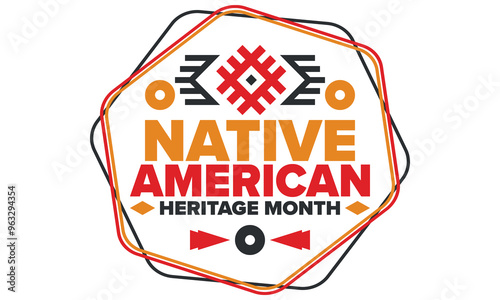 Native American Heritage Month in November. American Indian culture. Celebrate annual in United States. Tradition pattern. Poster, card, banner and background. Vector ornament, illustration