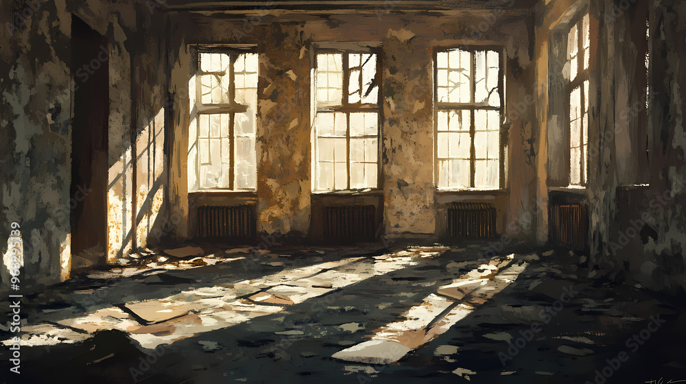 Old abandoned building with broken floor. abandoned. illustration. Abandoned Building. Illustration Old abandoned building with broken floor. abandoned. illustration. Abandoned Building. Illustration