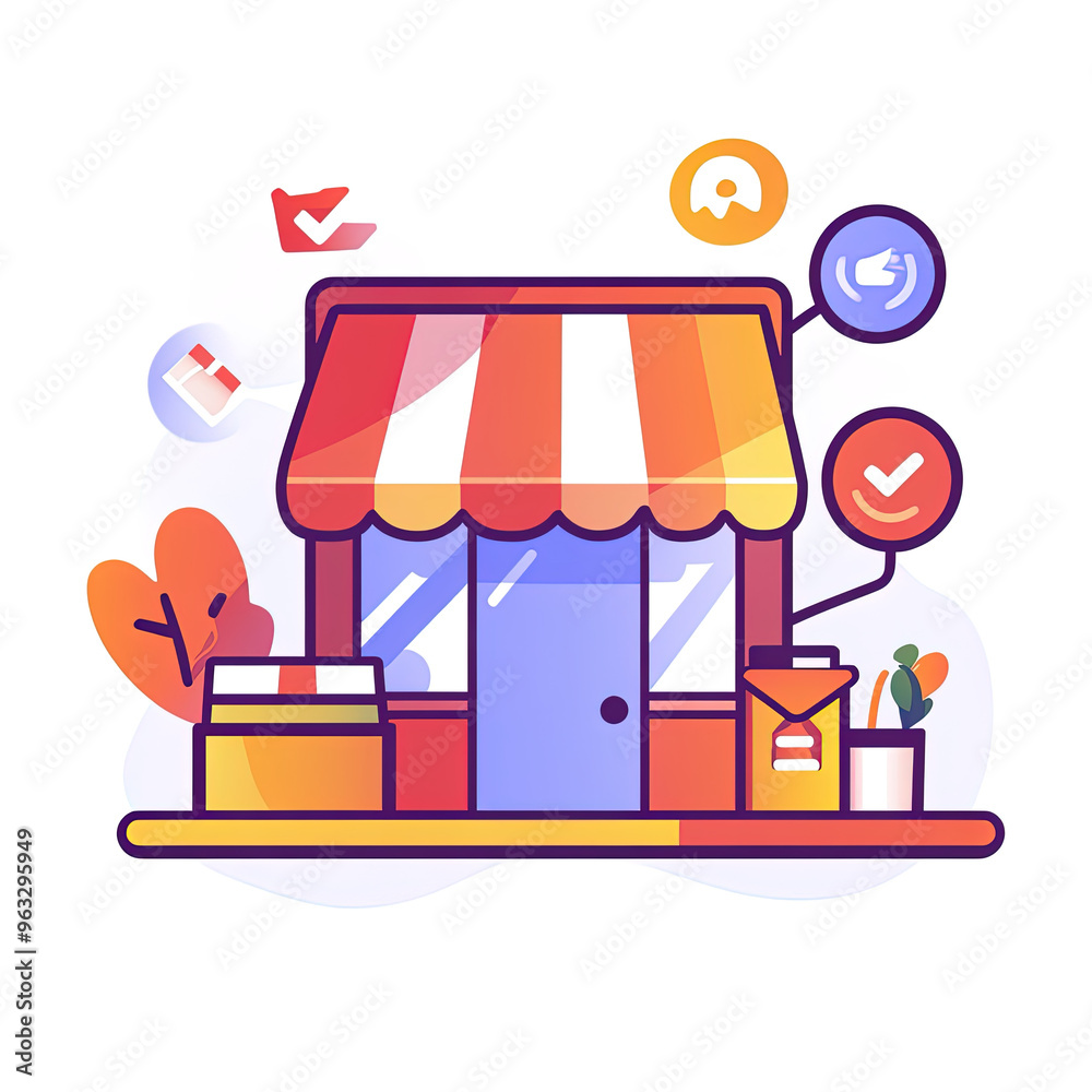 flat illustration of little store icon, minimalist element for e-commerce promotion flat illustration of little store icon, minimalist element for e-commerce promotion