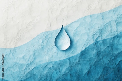 This design showcases a simple yet striking water droplet, embodying the essence of hydration and freshness against a calming backdrop. Generative AI photo