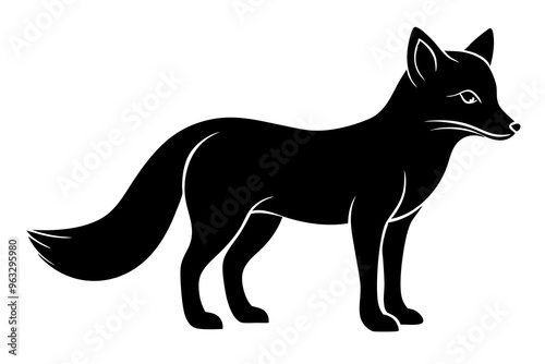 Arctic fox silhouette vector illustration