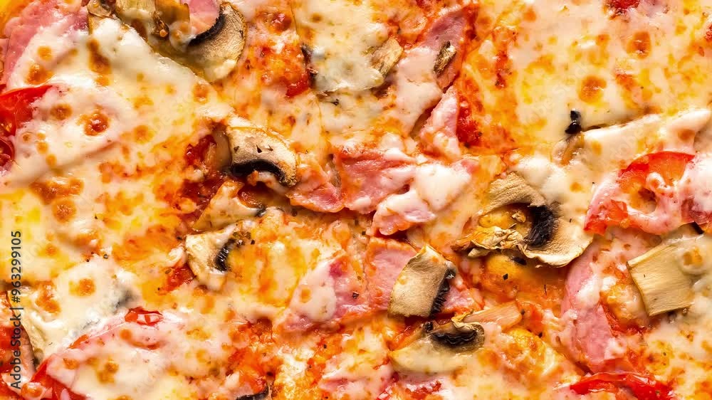 Pizza close up texture background realistic 3d render animation sequence zoom rotation Pizza close up texture background realistic 3d render animation sequence zoom rotation
