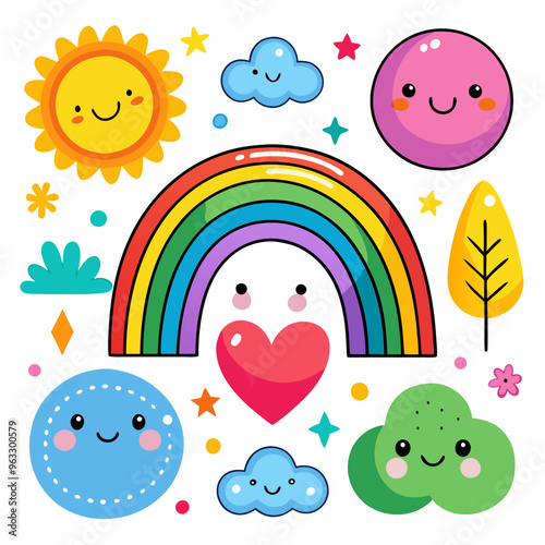 set of cute rainbow collection