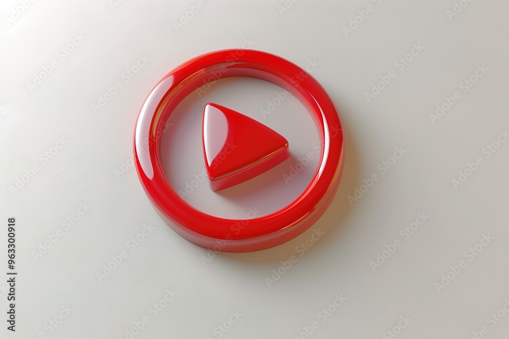 A red button with a triangle on it A red button with a triangle on it