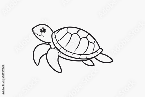 hand-drawn cartoon of turtle coloring page 
