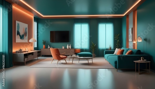 Photo interior modern design room 3d illustration