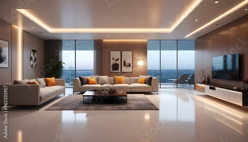 Photo interior modern design room 3d illustration