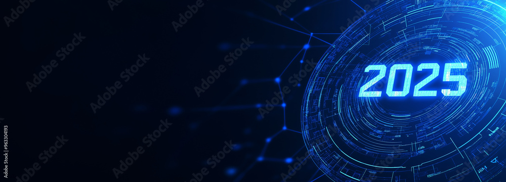 Abstract tech banner, 2025 background design. AI generation. Abstract tech banner, 2025 background design. AI generation.