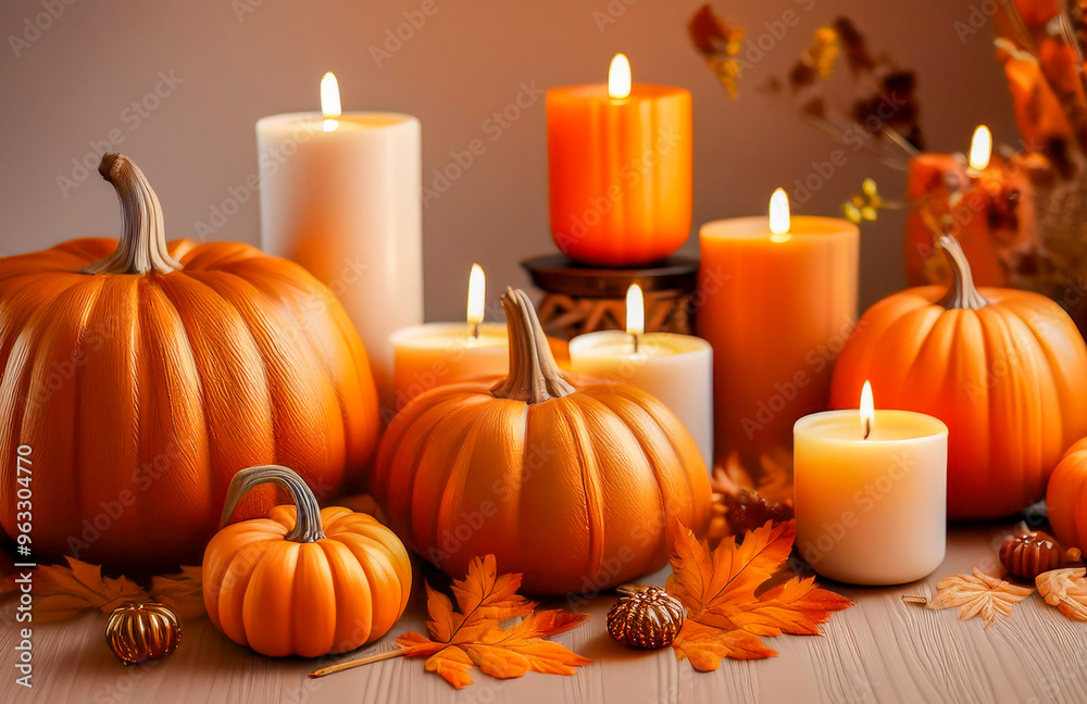 Halloween day with pumpkin and candles. Background for congratulations. Halloween day with pumpkin and candles. Background for congratulations.