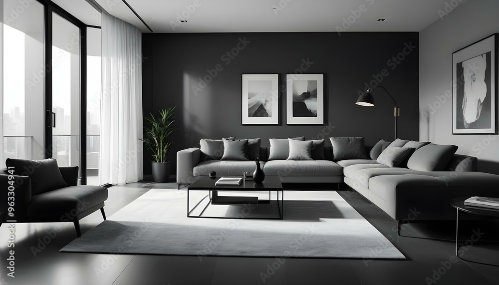 Photo interior modern design room 3d illustration