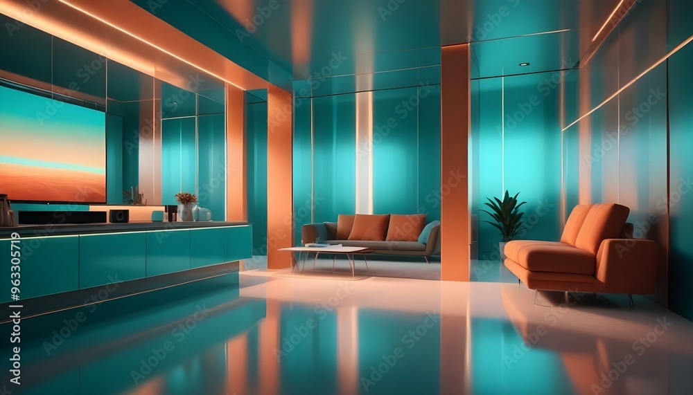 Photo interior modern design room 3d illustration Photo interior modern design room 3d illustration